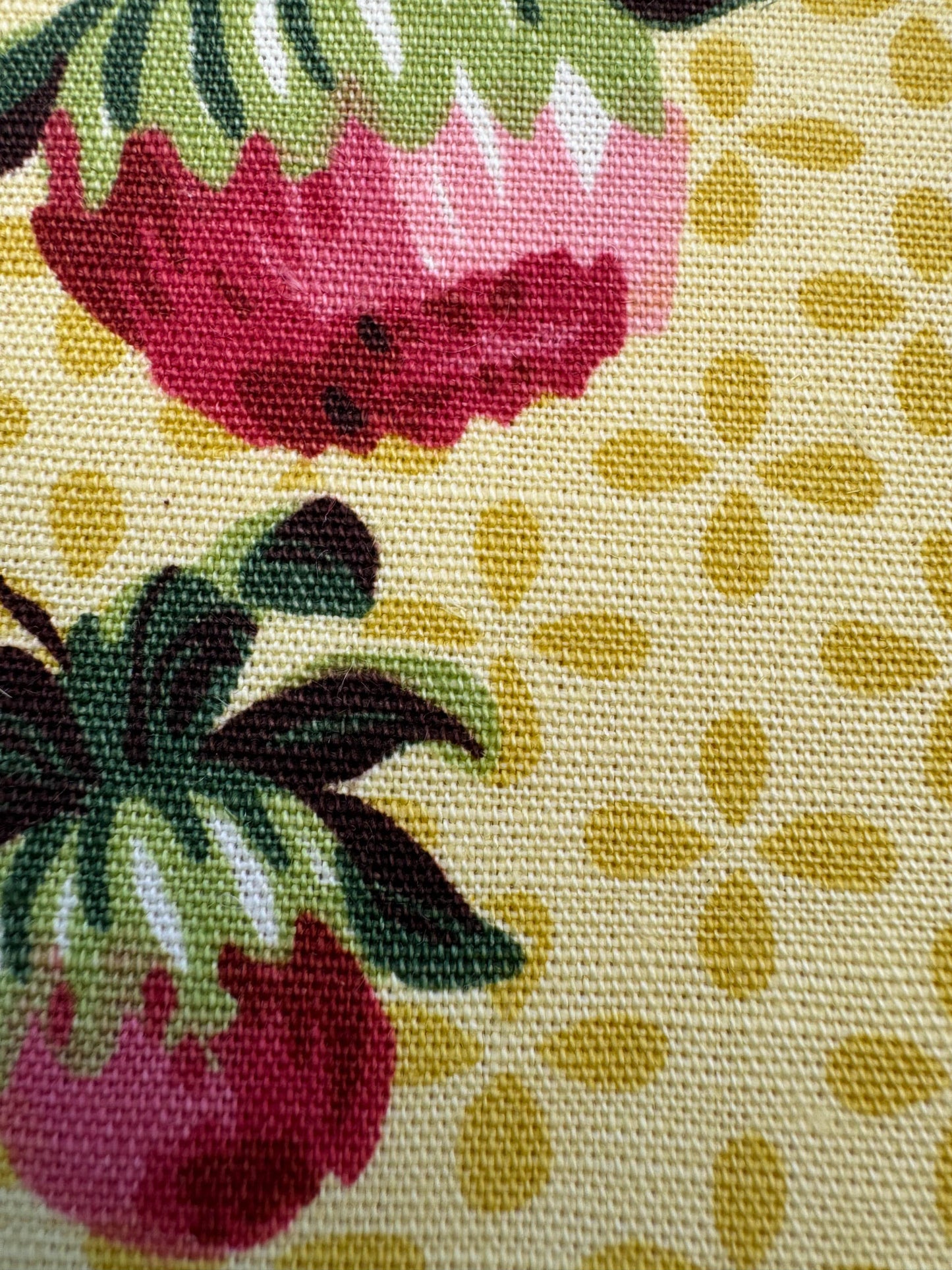 Scalamandre Belgrave Panel Multi/Yellow Red Green White Floral Dalia Rose Morning Glory Large Scale Cotton Linen Chintz MSRP USD 170/y