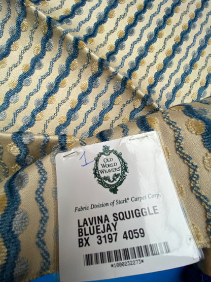 16 Berkbox78 Square Velvet by Old World Weavers Lavina Squiggle Bluejay Blue  Beige Dot Circle Stripe Viscose MSRP USD 300/y