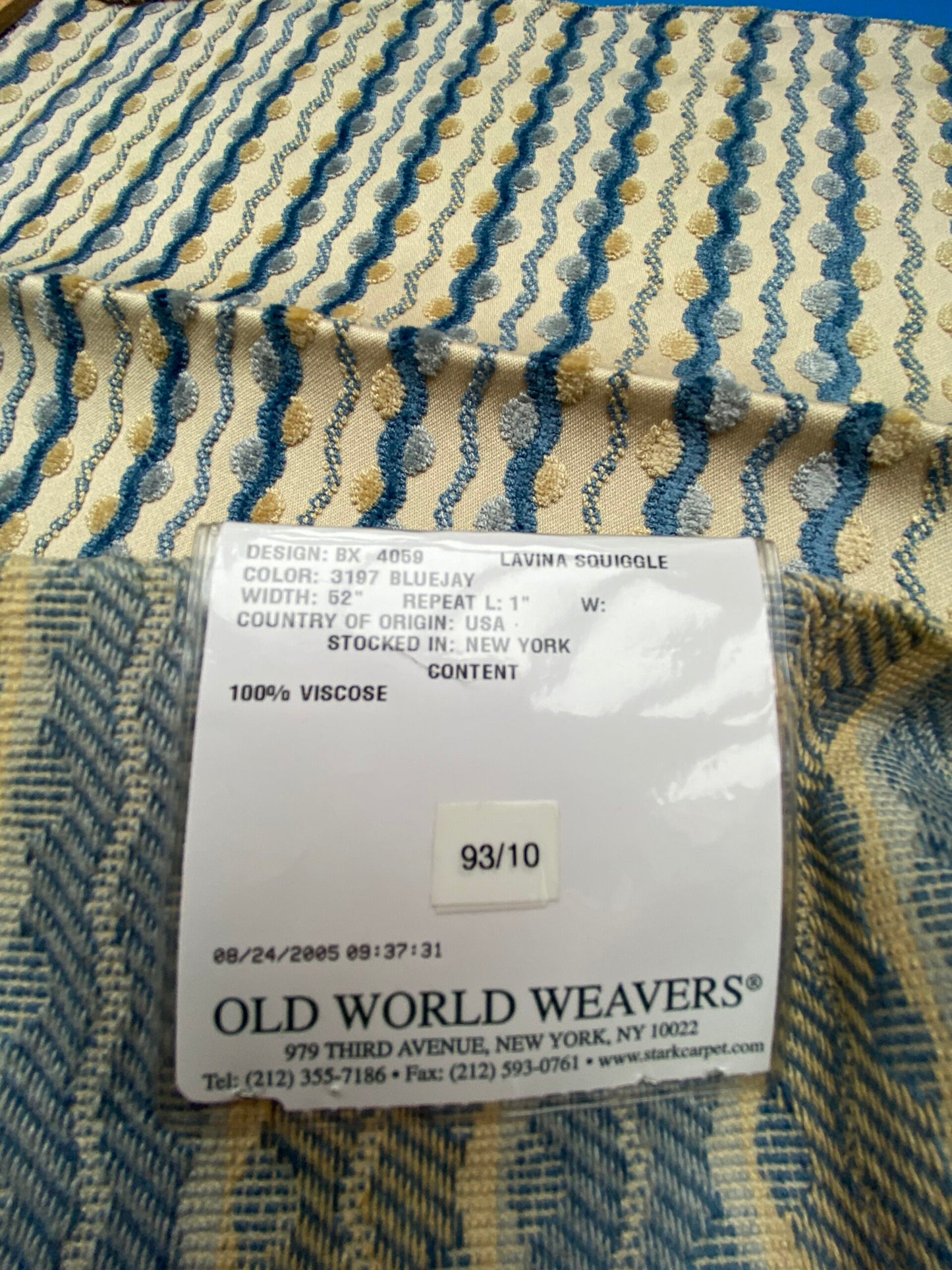 16 Berkbox78 Square Velvet by Old World Weavers Lavina Squiggle Bluejay Blue  Beige Dot Circle Stripe Viscose MSRP USD 300/y