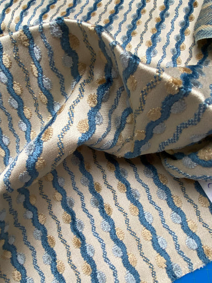 17 Berkbox78 Square Velvet by Old World Weavers Lavina Squiggle Bluejay Blue  Beige Dot Circle Stripe Viscose MSRP USD 300/y