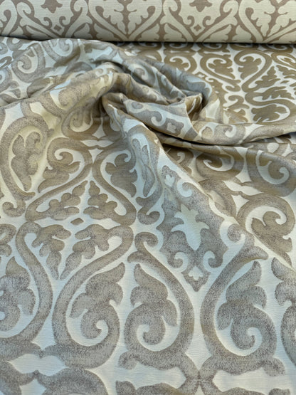Beacon Hill Robert Allen Topiary Scroll Yellow Lotus Silk Damask Heart Shaped Yellow Gold Brown Metallic Silk and Linen