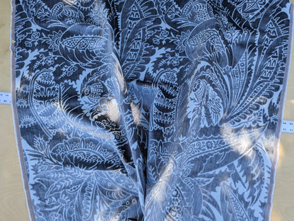 Scalamandre Welwyn in Pewter Blue Silver Cut Velvet Silk Velvet Grand Botanic Pomegranite Rose MSRP USD1000+/y