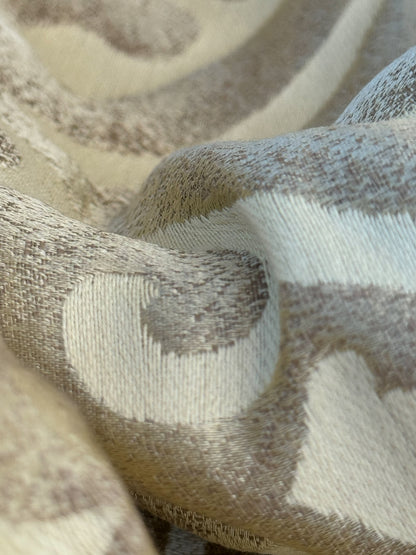 Beacon Hill Robert Allen Topiary Scroll Yellow Lotus Silk Damask Heart Shaped Yellow Gold Brown Metallic Silk and Linen