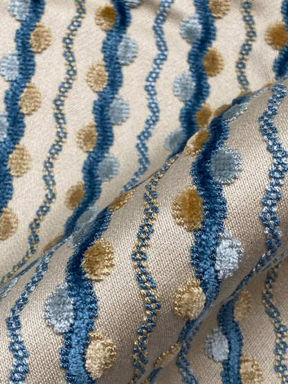 18 Berkbox78 Square Velvet by Old World Weavers Lavina Squiggle Bluejay Blue  Beige Dot Circle Stripe Viscose MSRP USD 300/y