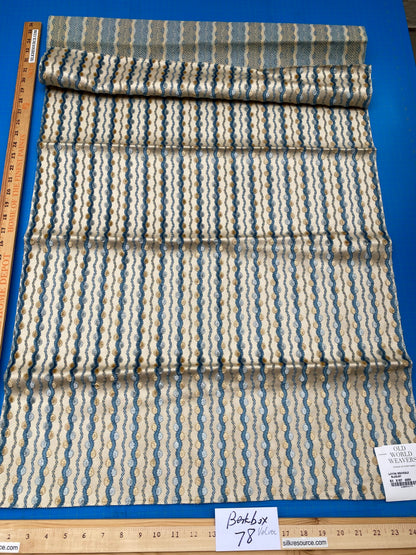 19 Berkbox78 Square Velvet by Old World Weavers Lavina Squiggle Bluejay Blue  Beige Dot Circle Stripe Viscose 1.2y x 24" MSRP USD 300/y