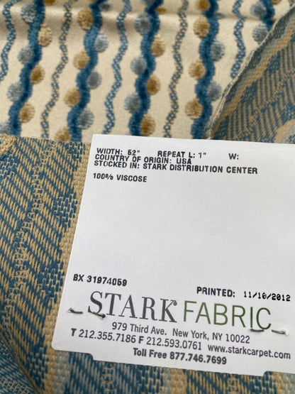 19 Berkbox78 Square Velvet by Old World Weavers Lavina Squiggle Bluejay Blue  Beige Dot Circle Stripe Viscose 1.2y x 24" MSRP USD 300/y