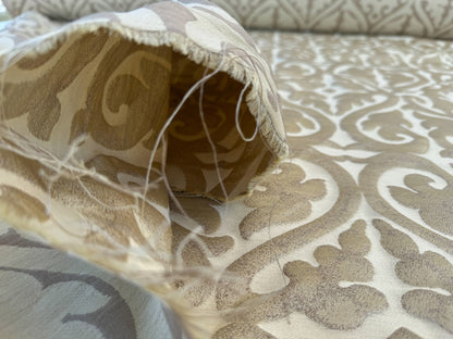 Beacon Hill Robert Allen Topiary Scroll Yellow Lotus Silk Damask Heart Shaped Yellow Gold Brown Metallic Silk and Linen