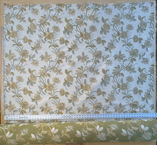 Beacon Hill Pennine Leaf Green Gold Yellow Classy Jacobean Botanical Silk and Linen Lampas MSRP USD195