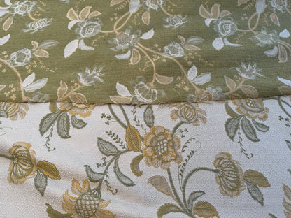 Beacon Hill Pennine Leaf Green Gold Yellow Classy Jacobean Botanical Silk and Linen Lampas MSRP USD195