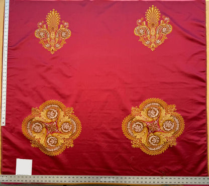 By 26"wide x51" Long  Scalamandre Fauteuil Bessieres Seat & Back Rouge Red Gold French Antique Design Medallion MSRP USD 612/y