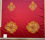 By 26"wide x51" Long  Scalamandre Fauteuil Bessieres Seat & Back Rouge Red Gold French Antique Design Medallion MSRP USD 612/y