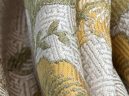 Beacon Hill Pennine Leaf Green Gold Yellow Classy Jacobean Botanical Silk and Linen Lampas MSRP USD195