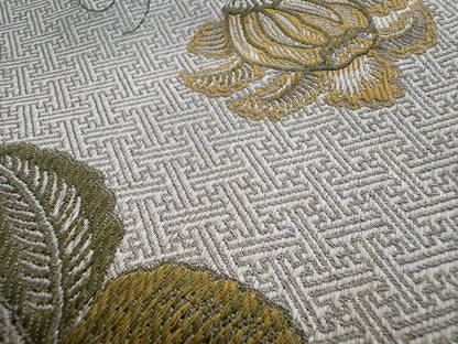 Beacon Hill Pennine Leaf Green Gold Yellow Classy Jacobean Botanical Silk and Linen Lampas MSRP USD195
