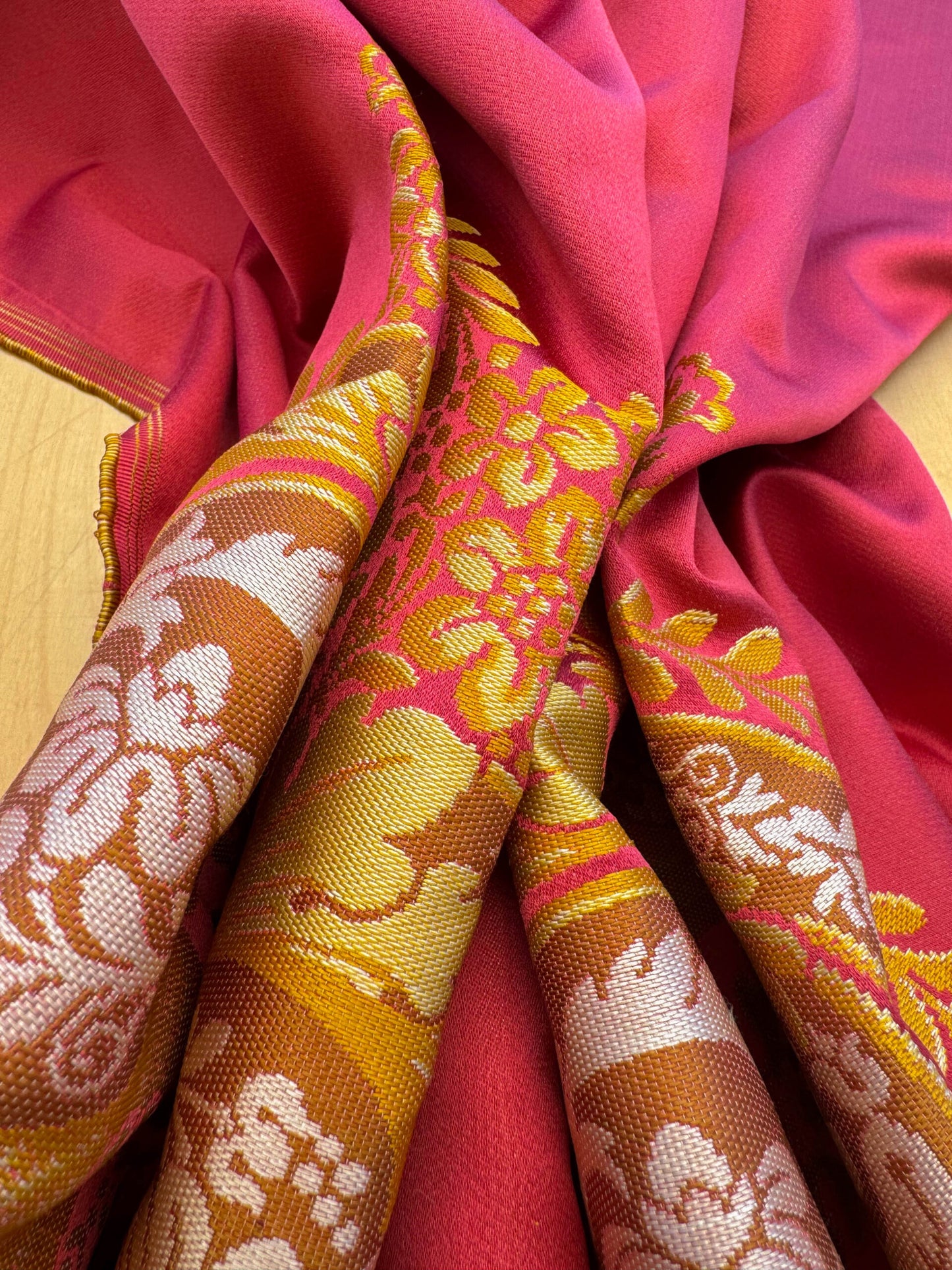 By 26"wide x51" Long  Scalamandre Fauteuil Bessieres Seat & Back Rouge Red Gold French Antique Design Medallion MSRP USD 612/y