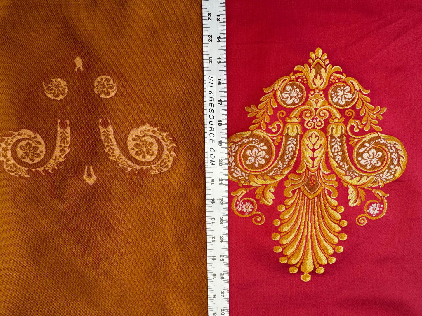 By 26"wide x51" Long  Scalamandre Fauteuil Bessieres Seat & Back Rouge Red Gold French Antique Design Medallion MSRP USD 612/y