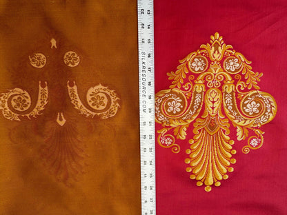 By 26"wide x51" Long  Scalamandre Fauteuil Bessieres Seat & Back Rouge Red Gold French Antique Design Medallion MSRP USD 612/y