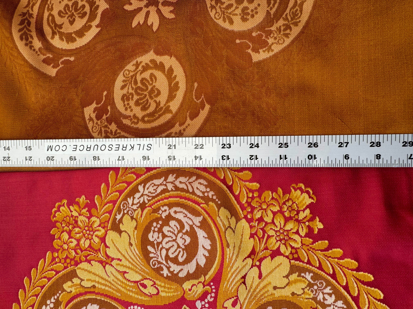 By 26"wide x51" Long  Scalamandre Fauteuil Bessieres Seat & Back Rouge Red Gold French Antique Design Medallion MSRP USD 612/y