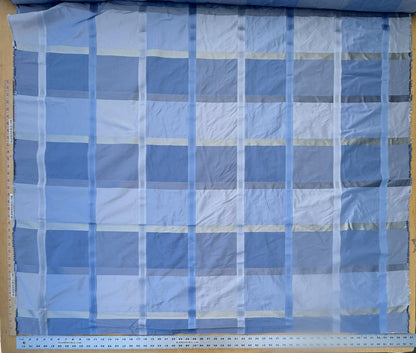 Robert Allen Beacon Hill Monte Rosa Moonstone 100% Silk Plaid Satin Ocean Blue Sky Blue Baby Blue Silver White Cream Shimmering - By The Yard