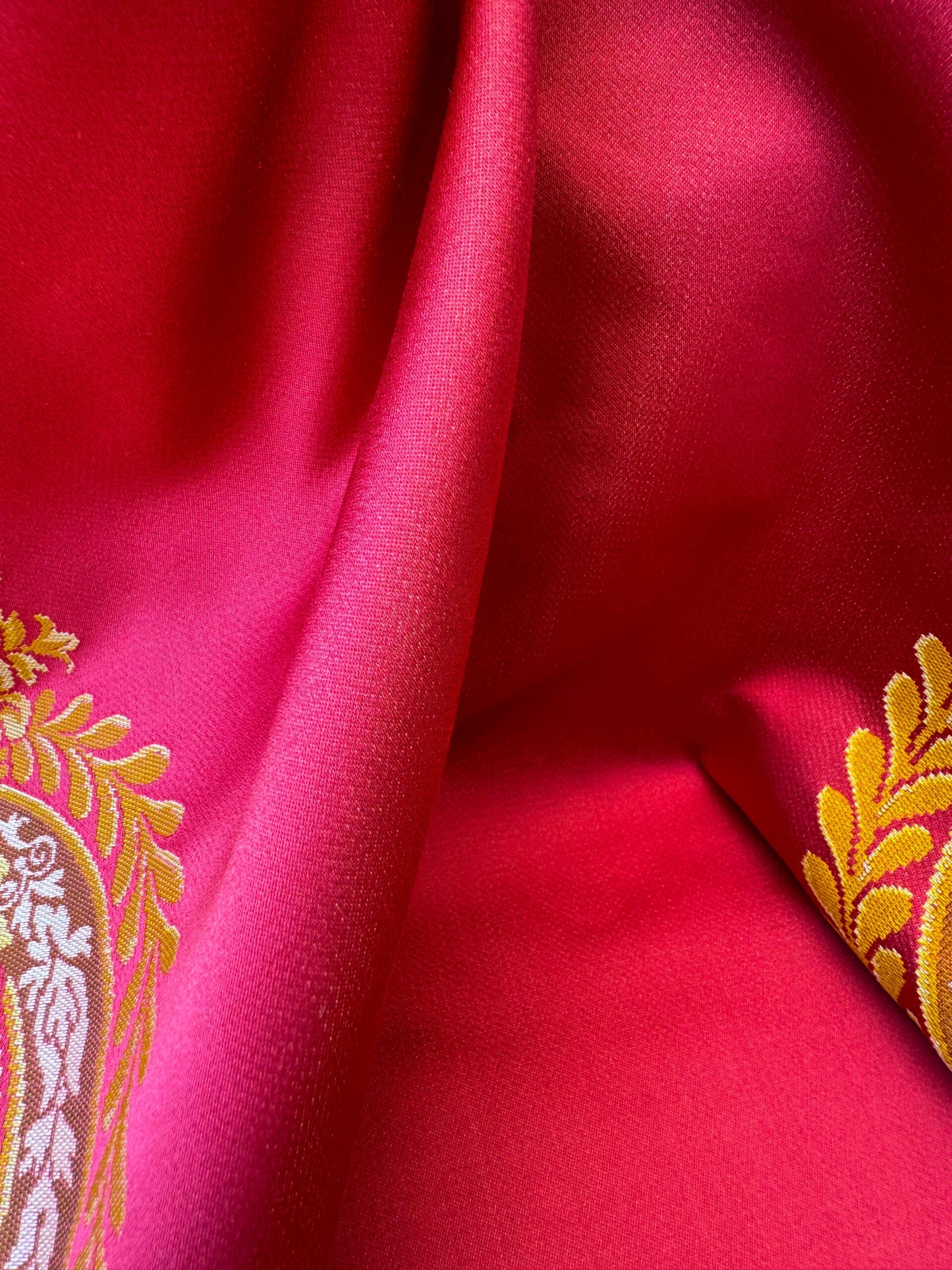 By 26"wide x51" Long  Scalamandre Fauteuil Bessieres Seat & Back Rouge Red Gold French Antique Design Medallion MSRP USD 612/y