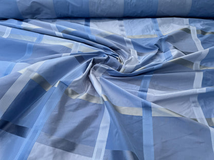 Robert Allen Beacon Hill Monte Rosa Moonstone 100% Silk Plaid Satin Ocean Blue Sky Blue Baby Blue Silver White Cream Shimmering - By The Yard