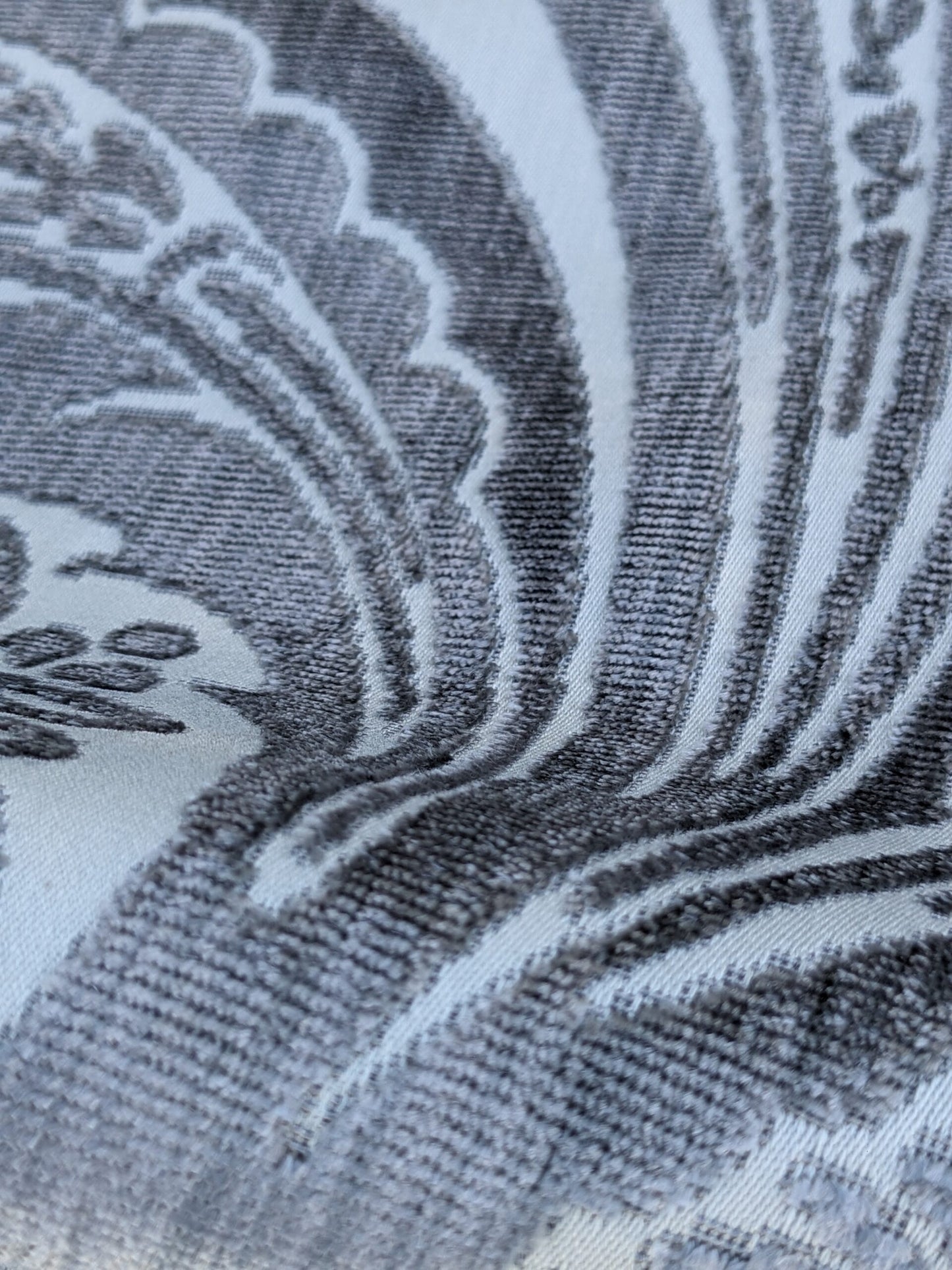 Scalamandre Welwyn in Pewter Blue Silver Cut Velvet Silk Velvet Grand Botanic Pomegranite Rose MSRP USD1000+/y