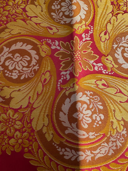 By 26"wide x51" Long  Scalamandre Fauteuil Bessieres Seat & Back Rouge Red Gold French Antique Design Medallion MSRP USD 612/y