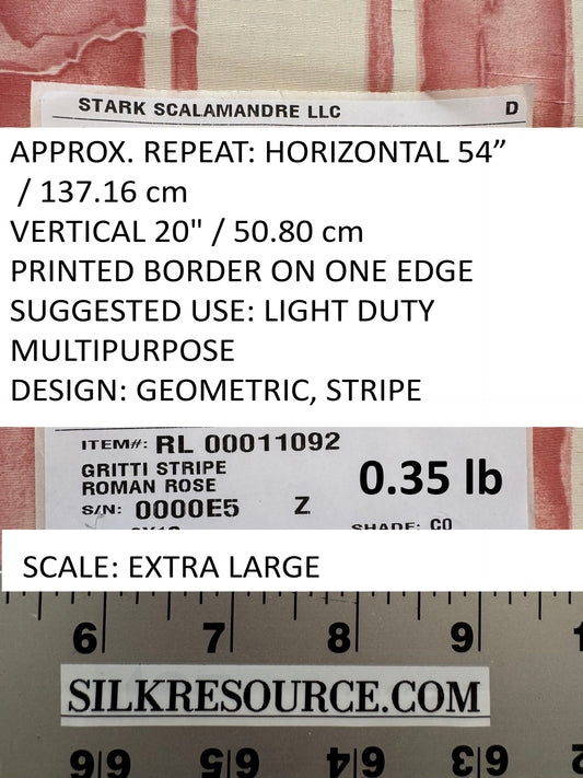 Scalamandre Gritti Stripe Roman Rose Red Beige Stripe Geometric MSRP USD  216/y