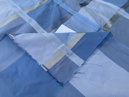 Robert Allen Beacon Hill Monte Rosa Moonstone 100% Silk Plaid Satin Ocean Blue Sky Blue Baby Blue Silver White Cream Shimmering - By The Yard