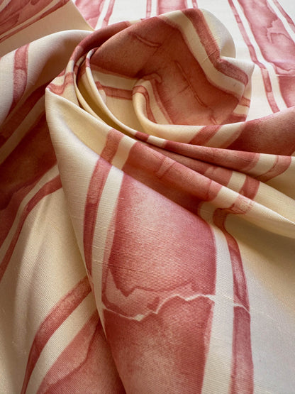 Scalamandre Gritti Stripe Roman Rose Red Beige Stripe Geometric MSRP USD  216/y