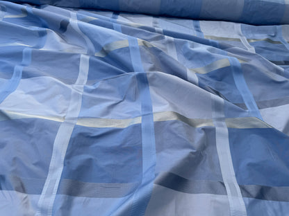 Robert Allen Beacon Hill Monte Rosa Moonstone 100% Silk Plaid Satin Ocean Blue Sky Blue Baby Blue Silver White Cream Shimmering - By The Yard
