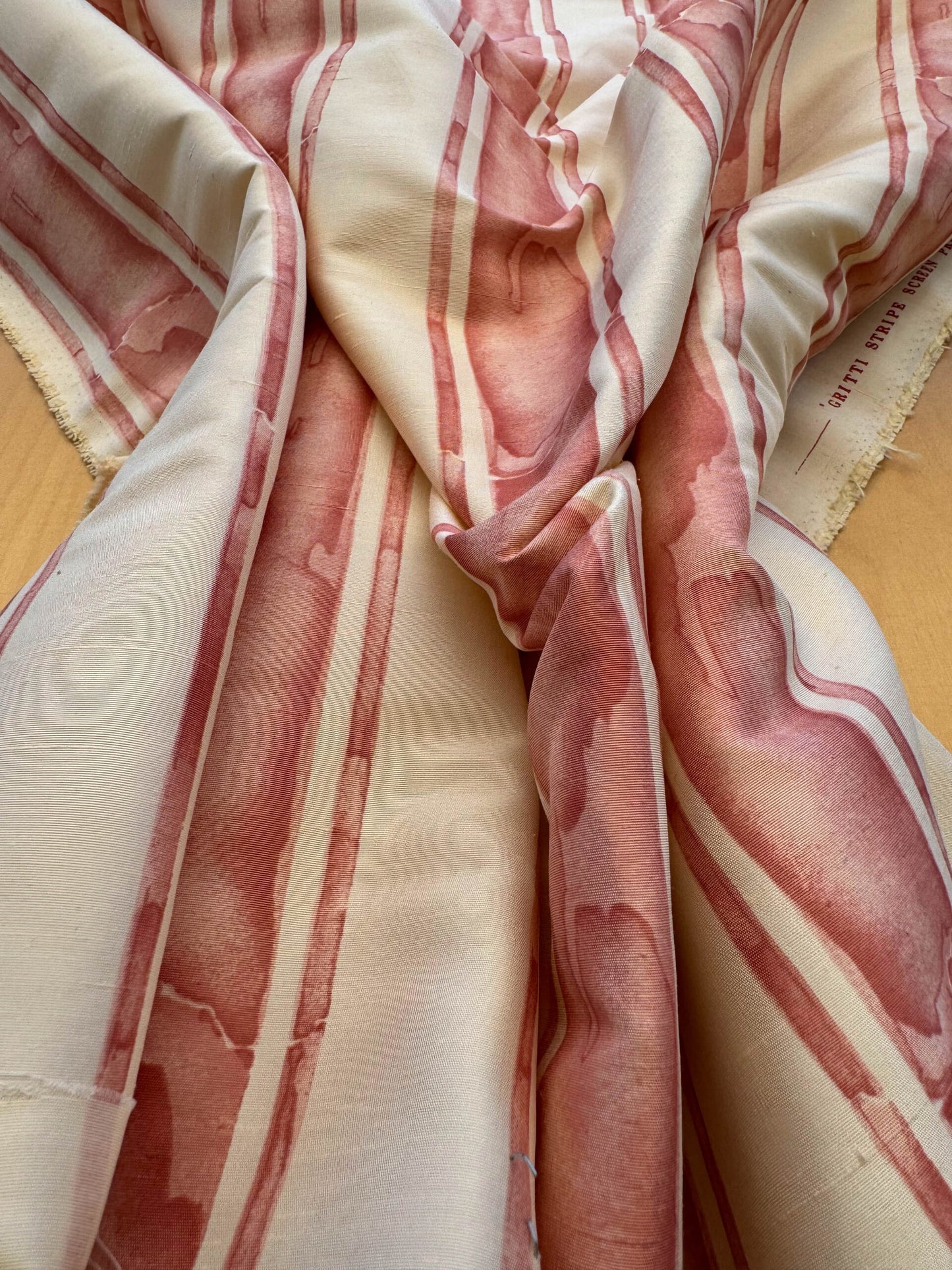 Scalamandre Gritti Stripe Roman Rose Red Beige Stripe Geometric MSRP USD  216/y