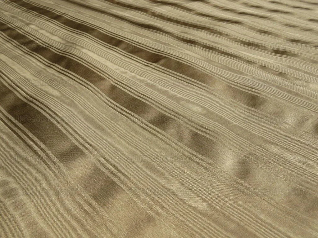 Kravet Couture Manisse Moire Stripe "khaki" Silk Gold Brown MSRP USD157y