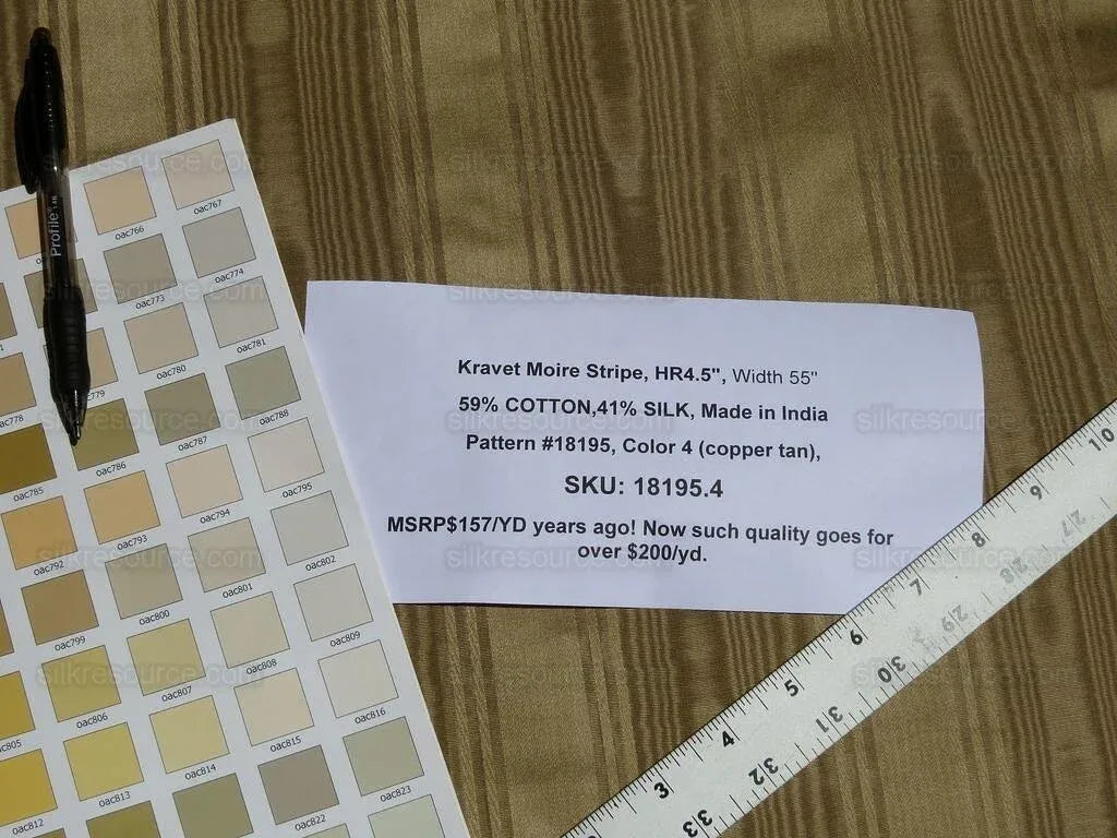 Kravet Couture Manisse Moire Stripe "khaki" Silk Gold Brown MSRP USD157y