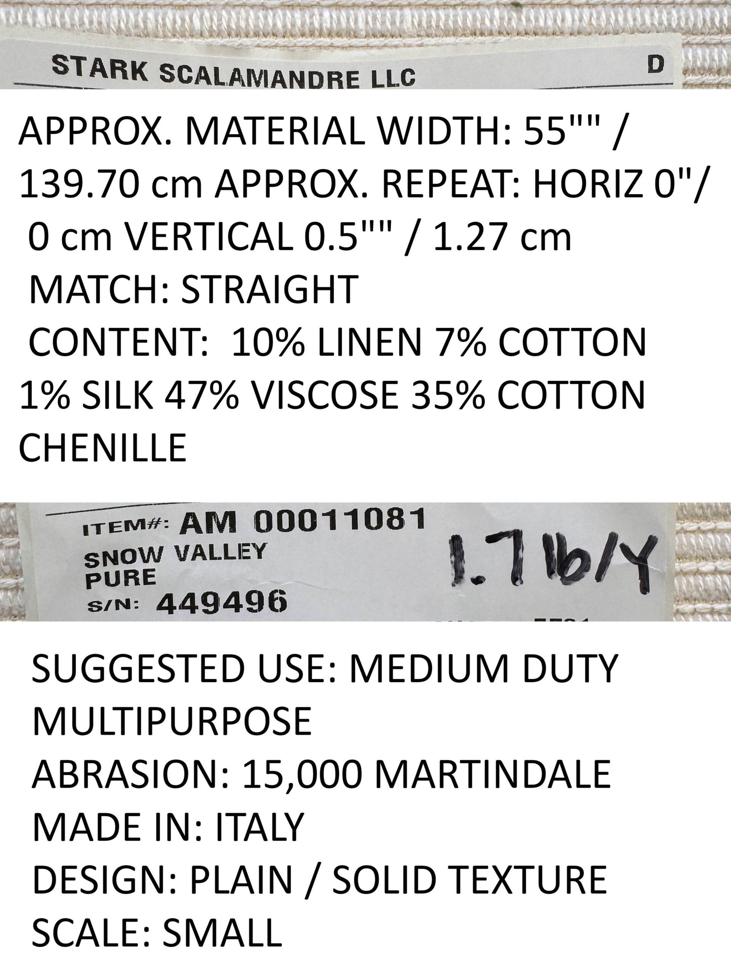 Scalamandre Snow Valley Pure Cream Beige Solid Texture Silk Cotton Linen MSRP USD 178/y