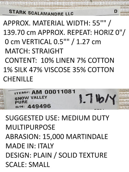 Scalamandre Snow Valley Pure Cream Beige Solid Texture Silk Cotton Linen MSRP USD 178/y