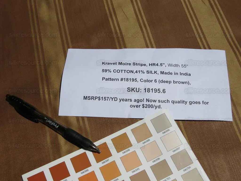 Kravet Couture Manisse Moire Stripe "nutmeg" Silk MSRP USD 157/Y