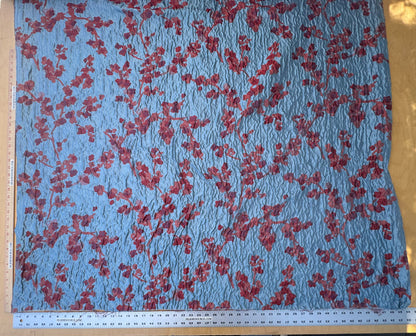 Beacon Hill Robert Allen Plum Blossom in Atlantic Blue Pink Red Cherry Peach Flower on Blue Silk Lampas Cherry Blossom Flower Impressionism