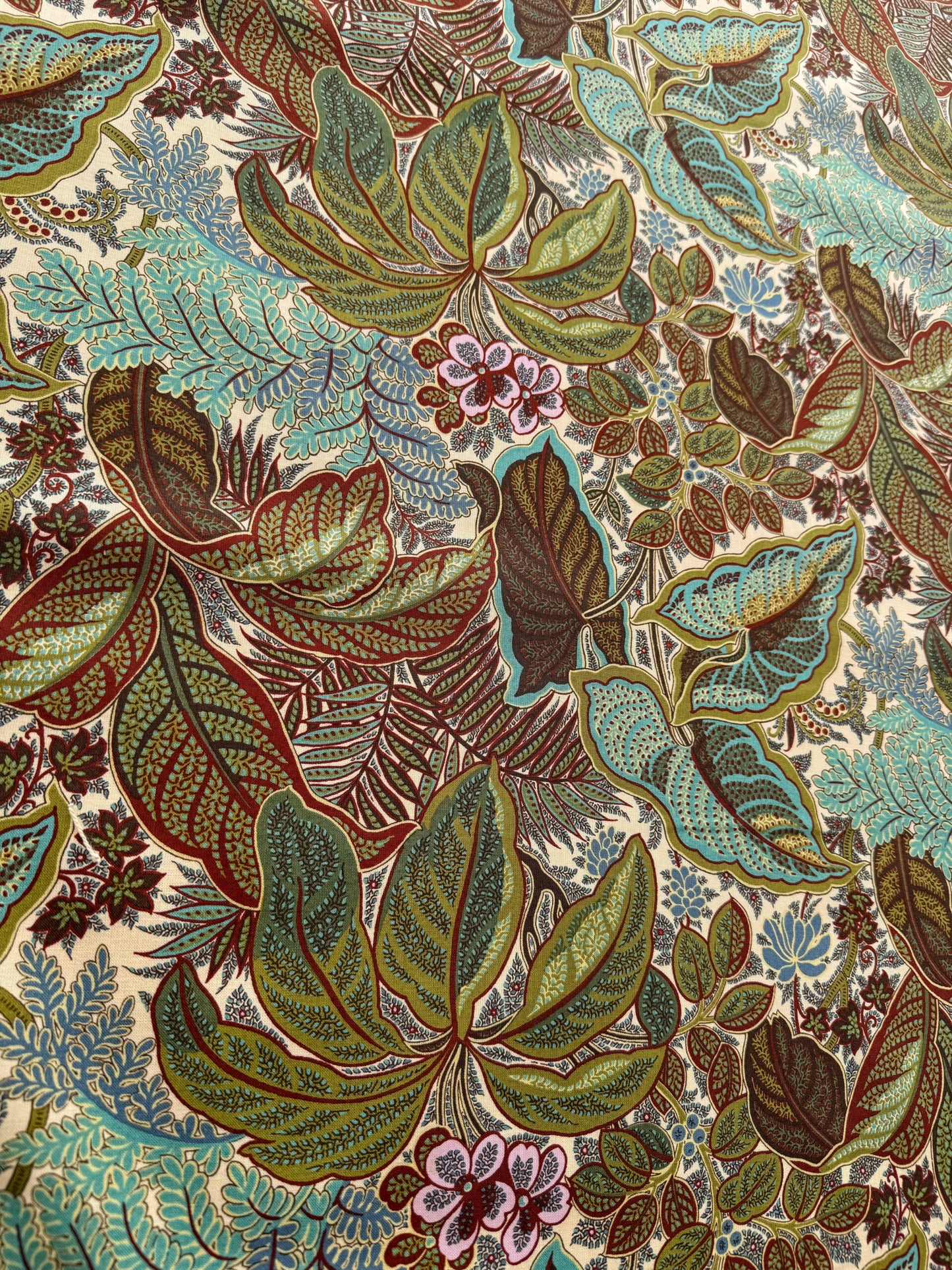 Scalamandre Tropical Paisley Cream Green Brown Botanical Foliage Floral MSRP USD 364/y