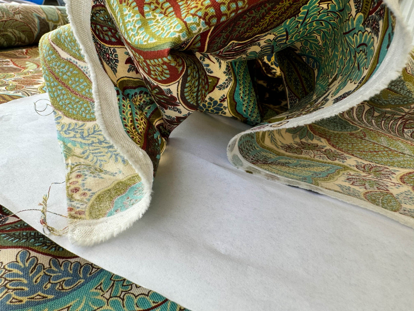 Scalamandre Tropical Paisley Cream Green Brown Botanical Foliage Floral MSRP USD 364/y