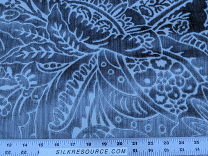 Scalamandre Welwyn in Pewter Blue Silver Cut Velvet Silk Velvet Grand Botanic Pomegranite Rose MSRP USD1000+/y