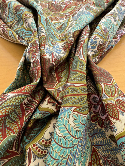Scalamandre Tropical Paisley Cream Green Brown Botanical Foliage Floral MSRP USD 364/y