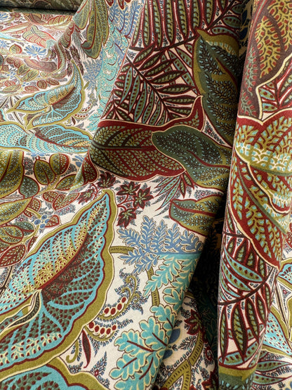 Scalamandre Tropical Paisley Cream Green Brown Botanical Foliage Floral MSRP USD 364/y