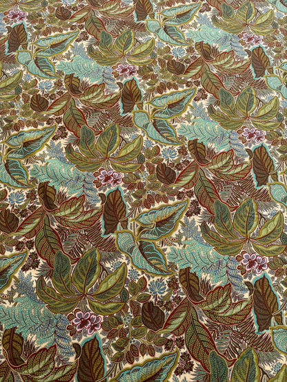 Scalamandre Tropical Paisley Cream Green Brown Botanical Foliage Floral MSRP USD 364/y
