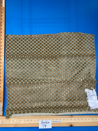 1 Berkbox79 Square Velvet by Old World Weavers Verrier Aqua Topaz Blue Brown Diamond Ogee 23"x30" MSRP USD 668/y