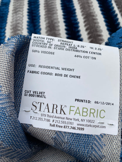 5 Berkbox79 Square Velvet by Old World Weavers La Foltiere Sapphire Platinum Stripe Blue and Gray 1.1yard x 25" MSRP USD 228/y