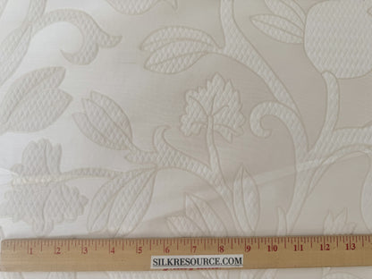 Robert Allen Beacon Hill Amerikey Snow Silk White Matelassé Art Nouveau Pomegranate Grape Floral Scroll Lux MSRP USD195/y