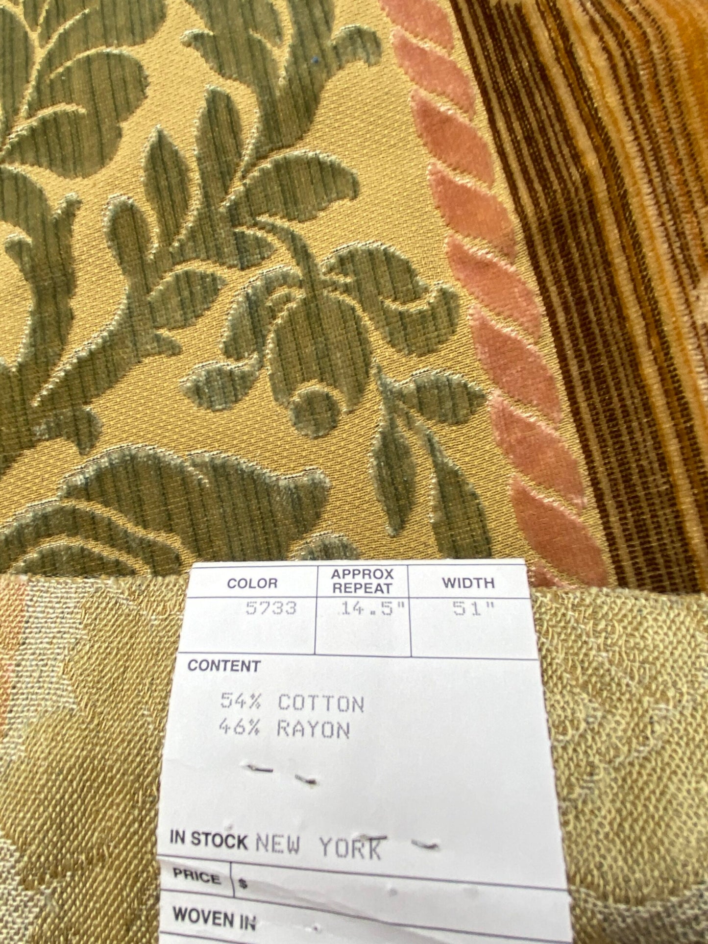 6 Berkbox79 Square Velvet by Old World Weavers Salvia Sage Multi Green Gold Floral Stripe MSRP USD 800+/y