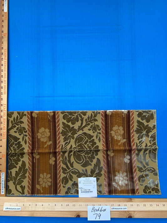 7 Berkbox79  Square Velvet by  Old World Weavers Salvia Sage Multi Green Gold Floral Stripe MSRP USD 800+/y