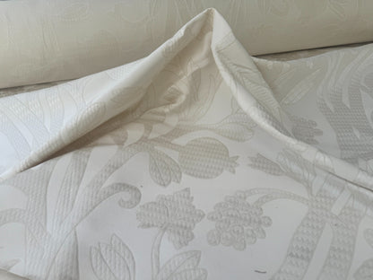 Robert Allen Beacon Hill Amerikey Snow Silk White Matelassé Art Nouveau Pomegranate Grape Floral Scroll Lux MSRP USD195/y