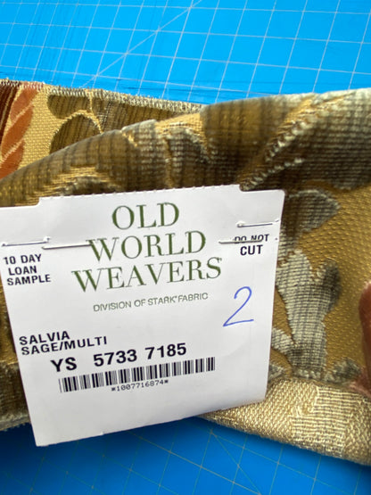 7 Berkbox79  Square Velvet by  Old World Weavers Salvia Sage Multi Green Gold Floral Stripe MSRP USD 800+/y